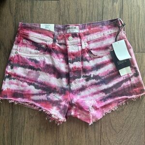 AGOLDE Parker Cutoff Tie-Dye Denim Shorts in Envision